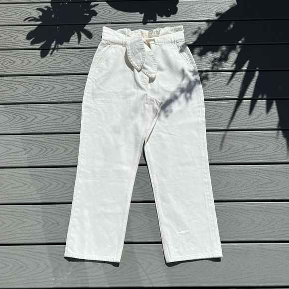 LOS ANGELES ATLIER & OTHER STORIES Paperbag Waist Ivory Color Full Leg Size 10 - Picture 11 of 11